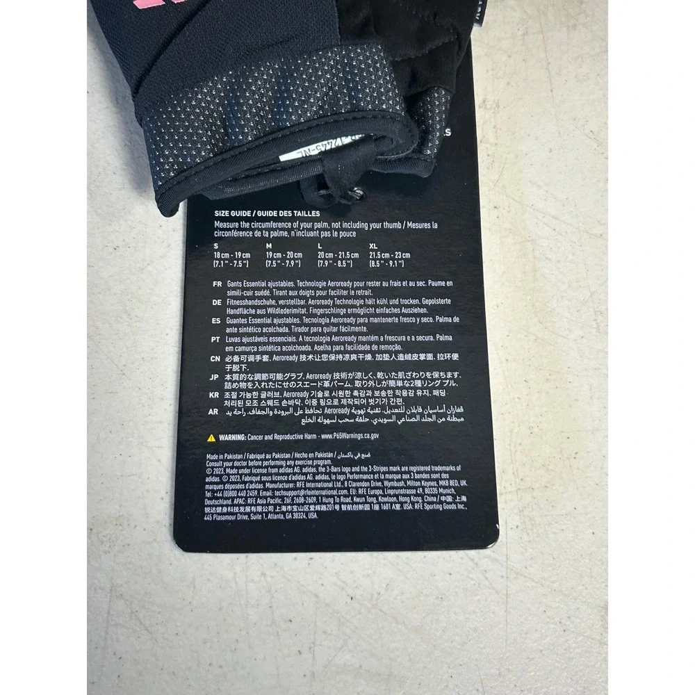 Adidas Essential Adjustable Training Gloves Womens Large Blk Pink ADGB-12445-NL